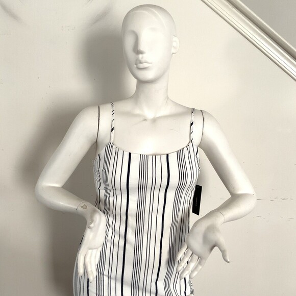 Lulu’s Dress Navy White Stripe Mini Spaghetti Strap L - Picture 4 of 10